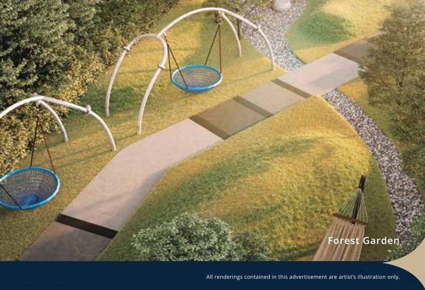 Levia Residence forest garden with nest swings on the landscaped deck