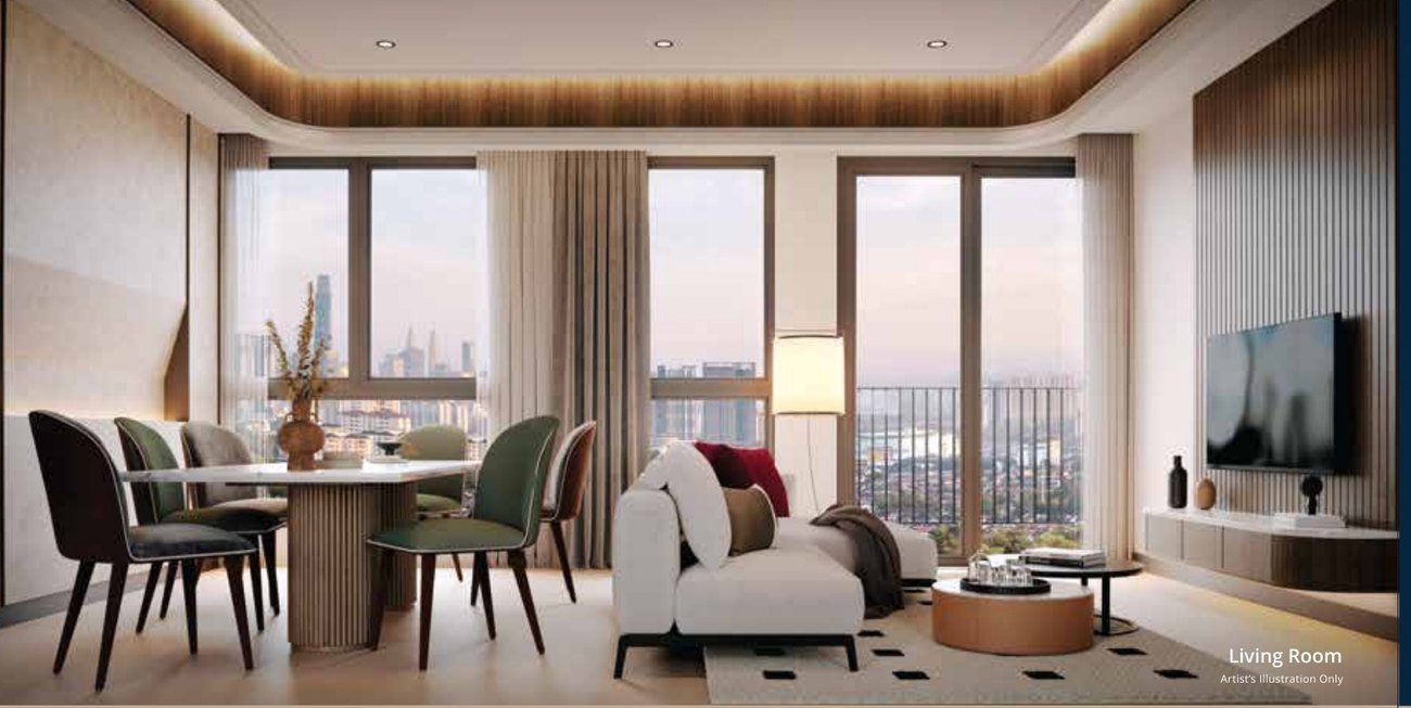 Levia Residence show unit living and dining area, artist's impression